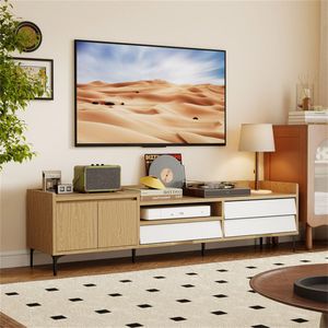 Mobile TV Moderno da 71 Pollici con Cassetti e Armadietto, Centro Intrattenimento Personalizzabile con Gestione Cavi per Soggiorni e Hotel - Product Image 4