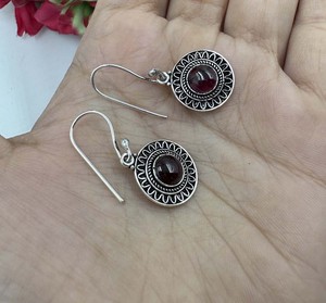 Hot Selling <b>Garnet</b> Gold Plated <b>Earring</b> Handmade Brass Round Gemstone <b>Earring</b> Fashion Statement Jewelry For Women - Product Image 1