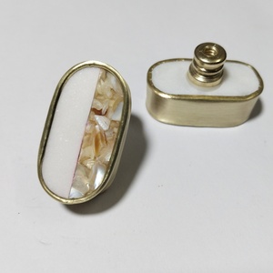 White Natural Oval Marble Door Knob Brass Frame Adjustable Cabinet Pulls Handles Furniture Hardware for <b>Wardrobe</b> Dresser Drawer - Product Image 6