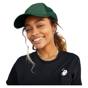 <b>Green</b> Mesh Trucker <b>Hat</b> 6-Panel Adjustable Fit Unisex Casual Spring Summer Wear Adults 2027 100% Acrylic Embroidery - Product Image 2