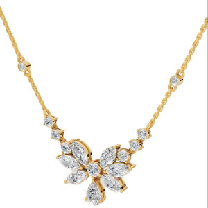 Collar con Diamantes Cultivados en Laboratorio con Corte Pera y Marquise, en Oro de 14K, Color Incoloro, VVS, Colgante Solitario, Cadena Delicada - Product Image 1