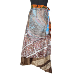 New Ethnic Double Layer Reversible <b>Sarong</b> Sari Magic <b>Wrap</b> Skirt Women Wear Vintage Silk Sari Long Length <b>Wrap</b> Around Skirt Magic - Product Image 5