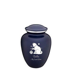 Urne funéraire bleue avec impression de chat, urnes commémoratives pour fournitures funéraires, urnes pour animaux de compagnie pour le dépôt des cendres, urnes commémoratives pour animaux de compagnie, urnes pour cendres - Product Image 1