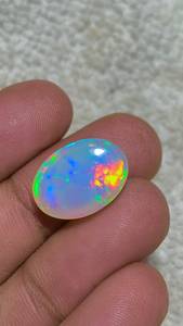 Opale d'Éthiopie naturelle Welo Honeycomb, ovale, 6,50 carats, à feu arc-en-ciel, pierre de naissance - Product Image 2