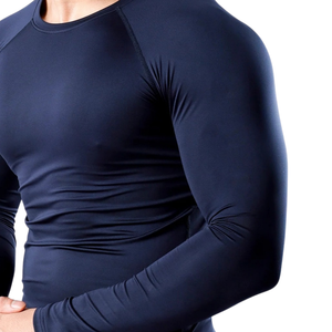 Men Seam Detail <b>Long</b> <b>Sleeve</b> <b>Compression</b> <b>Shirt</b> O Neck Quick Dry Slim Fit Workout Base Layer Custom OEM Wholesale Factory Supplier - Product Image 3