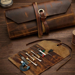 Luxury leather <b>tool</b> <b>roll</b> organizer bags bulk supplier OEM custom logo export quality portable high quality leather <b>tool</b> <b>roll</b> - Product Image 5