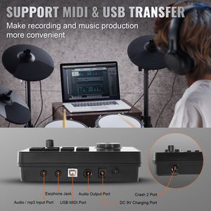 Set di Batteria Elettronica con 32 Drum Kit e 480 Suoni, Supporto USB MIDI, 8 Rullanti in Mesh Silenziosi per Jazz, Set di Batteria Elettronica Jazz da 32 Pezzi - Product Image 5