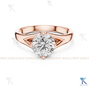Anillo de compromiso solitario con diamante cultivado en laboratorio, corte redondo, E VVS2, certificado IGI, en oro macizo con engaste de corona, estilo filigrana vintage. - Product Image 6