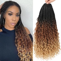 En gros Mèches synthétiques au crochet Goddess Box Braid 24 pouces, pré-bouclées, style Bohème, avec pointes bouclées