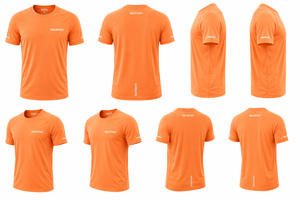 T-shirt sportif uni orange WARPRO INDUSTRY pour homme, coupe classique, manches courtes, tricoté, 100 % polyester, respirant, col rond - Product Image 4