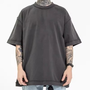 Fabrication en usine de t-shirts d'été surdimensionnés pour hommes, best-sellers, avec logo personnalisé, impression sérigraphique, effet délavé, vente en gros. - Product Image 5