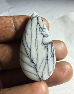 Natural Pinolith Jasper Cabochon Loose Designer Crystal Gemstone Pendant Healing Jewelry Making Supply White Black - Product Image 3