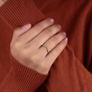 Curved Diamond Wedding Band V Shape Lab Grown Diamond <b>Ring</b> Curved <b>Stacking</b> Band Chevron Bridal <b>Ring</b> Anniversary Gift Wholesale - Product Image 5
