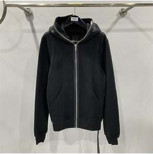 Sudadera con Capucha Negra Extra Grande para Hombre, Diseño con Cremallera, Tejido de Algodón y Poliéster, Estampado Regular, Resistente al Viento, para Otoño - Product Image 6