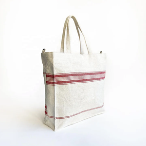 Sac shopping en toile de jute écologique imprimé sur mesure, avec poignée en cuir, fermeture éclair, motif lettres, pour usage quotidien. - Product Image 2