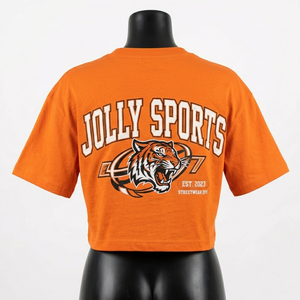 T-shirt court en jersey de coton premium 180 GSM pour femme, orange, doux, respirant, avec logo imprimé - Product Image 2