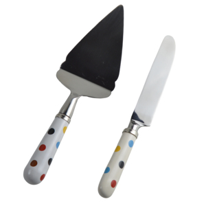 Juego de Cortadores de Pastel Brillantes con Mango de Cerámica, Cubertería Metálica con Acabado Pintado para Decoración del Hogar y Hoteles, con un Elegante Diseño de Cerámica - Product Image 3