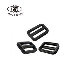 YEOU CHERNG Black <b>Plastic</b> Rectangular Buckle Adjustable Strap <b>Slide</b> for Bag Luggage Backpack Trim - Product Image 1