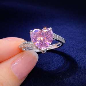 Anillo de compromiso de lujo con diamantes para mujer, plata 925, solitario, para boda, cóctel, regalo de San Valentín para ella - Product Image 5