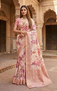 Sari Tradicional Indio de Seda Banarasi con Trabajo de Tejido Zari para Bodas y Eventos Festivos, Atuendo para Mujer - Product Image 5
