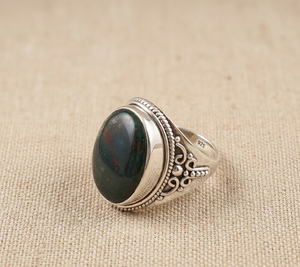 Natural Bloodstone Oval <b>Ring</b> 925 Sterling Silver Rose Gold Yellow Gold Plated Vintage Handmade Statement Jewelry <b>for</b> Unisex <b>Men</b> - Product Image 6