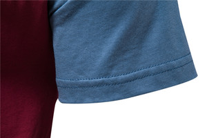 Men's Color Blocked Striped T-<b>Shirt</b> Short Sleeve O-Neck Casual Breathable Knitted Top Regular Fit Red Blue <b>White</b> Pattern - Product Image 3