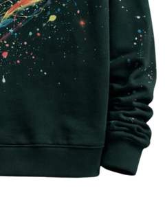 เสื้อฮู้ดดี้ผู้ชายสีเขียวเข้มลายเพ้นท์สแปลชแบบนามธรรม ผ้าฝ้ายฟลีซ สไตล์ลำลอง สตรีทแวร์ ผู้ผลิตตามสั่ง ขายส่งเสื้อผ้า - Product Image 4