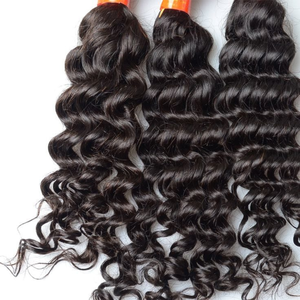 Extensiones de Cabello Humano Indio, Ondas Profundas Sueltas, Remy Virgen Sin Procesar, Doble Trama a Máquina, Cabello a Granel, 30 Pulgadas - Product Image 1