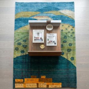 Alfombra de Lana Premium Hecha a Mano con Diseño de Paisaje de Pueblo Escénico y Colinas, Alfombra Decorativa Hecha a Mano para Decoración del Hogar - Product Image 4