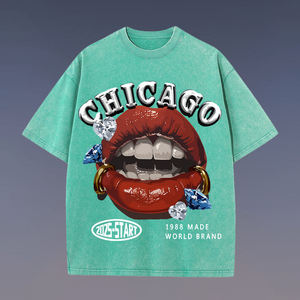 T-shirt unisexe à manches courtes en tricot oversize, imprimé Hip-Hop rétro euro-américain, pour couples style urbain - Product Image 5