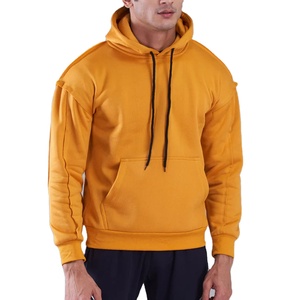 Sweat-shirts à capuche pour hommes de haute qualité 100% polyester polaire avec cordon de serrage et poche avant, poignets côtelés, couleur unie - Product Image 1