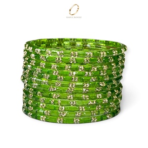 Brazaletes de Cristal Verde Gota de Lluvia de Cachemira Hechos a Mano con Circonita para Mujer, Joyería de Moda India para Bodas, Venta al Por Mayor - Product Image 3
