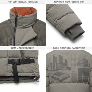 OEM Custom Windproof Water-resistant Sustainable Brutalist <b>Puffer</b> <b>Jacket</b> Men Heavyweight Crinkle Nylon Canvas <b>Cropped</b> Winter - Product Image 4