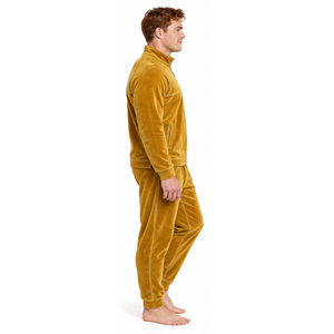 Conjunto Deportivo de Terciopelo para Hombre, Sudadera con Cuello Alto y Cierre de Cremallera, Pantalones Jogger con Costuras en Contraste, Conjunto Casual de Dos Piezas - Product Image 3