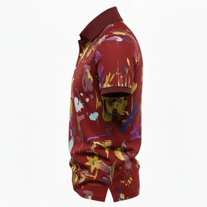 เสื้อโปโลกอล์ฟผู้ชายแบบแห้งเร็วสำหรับขายส่ง ผลิตจากผ้าโพลีเอสเตอร์ผสมสแปนเด็กซ์ พิมพ์ลายแบบซับลิเมชั่นเต็มตัว เสื้อยืดแห้งเร็ว - Product Image 3