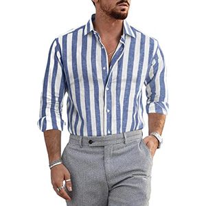Camisa de Verano para Hombre, Transpirable, de Lino y Algodón Satinado, Casual, Antiarrugas, con un Solo Botón, Cuello Clásico, Manga Larga, Color Liso - Product Image 4