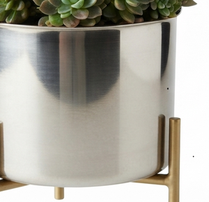 Support en fer pour plantes, jardinière décorative artisanale en métal, finition dorée, jardinière décorative pour balcon - Product Image 4
