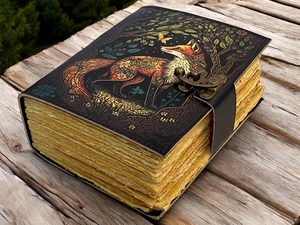 Herb Heritage Buffalo Leather Journal Vintage Grimoire <b>Book</b> of Shadows 200 Sheets Spiral Bound Handmade Embossed Logo Retro Gift - Product Image 4