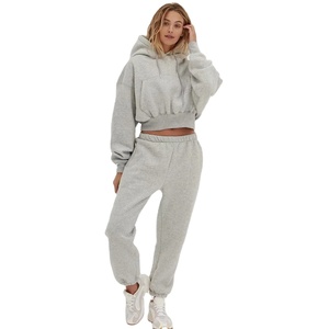 Conjunto de Pantalones y Sudadera Corta de Felpa de Algodón 100% Ligero para Invierno, Talla Grande, Personalizado al por Mayor - Product Image 2