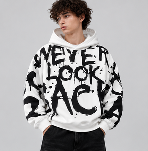 Sweat à capuche personnalisé avec impression sérigraphiée graffiti alphabet sur toute la surface, automne, coupe ample, unisexe, molleton lourd 100% coton 320g, streetwear - Product Image 3