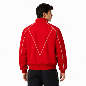 Custom Men Red Track Windbreaker Jacket Lightweight Zip Sports Training Jacket Premium Polyester Running Spring Thin Front - Product Image 4