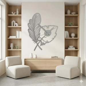 Horloge murale blanche en forme de feuille, idéale pour offrir en cadeau lors de fêtes de déménagement, mariages et occasions spéciales, fabriquée à la main en Inde - Product Image 4
