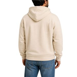 Sweat à capuche personnalisé pour homme en coton molletonné épais, couleur ivoire, style streetwear minimaliste, fabrication OEM sous marque privée - Product Image 2