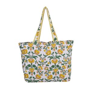 Bolso de mano y de compras de algodón estampado a mano, acolchado, sostenible, ecológico, ligero y a la moda. - Product Image 1
