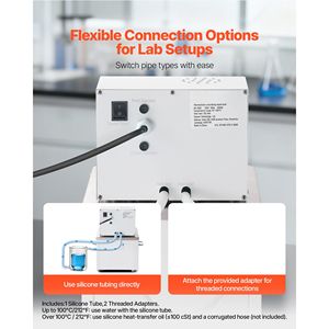 Bain-marie à circulation d'huile à température constante pour laboratoire, 6L, pour hautes températures jusqu'à 100°C/212°F, certifié CE, 220V - Product Image 6
