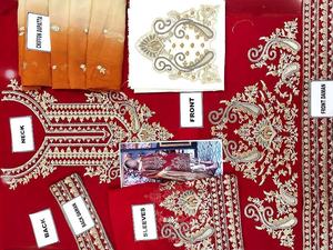 2021 élégant traditionnel rouge en mousseline de soie robe de mariée brodé soie rayonne Viscose Salwar Kameez vente chaude pour coton lin - Product Image 5