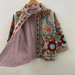 Handmade Suzani Velvet Jacket Embroidered Boho Winter <b>Coat</b> One Size Wholesale Bulk OEM ODM Factory Supplier - Product Image 2
