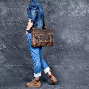 Sac à main d'affaires rétro en cuir de vache véritable pour hommes, sacoche pour ordinateur portable de 15.6 pouces, sacs à bandoulière LLB-0380 - Product Image 2