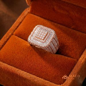 Bague de luxe pour homme plaquée or rose, sertie de moissanite, style hip-hop, idéale pour mariage et anniversaire - Product Image 5