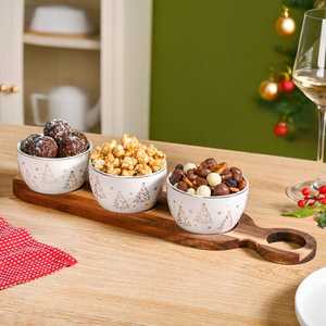 Bandeja de servir de madera estilo occidental para restaurante, bandejas de servir de madera sostenible, platos decorativos de madera maciza. - Product Image 3